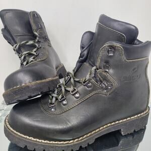 Alico Summit Italian Mountaineering Hiking Boots Black Leather Vibram Mens 9 M